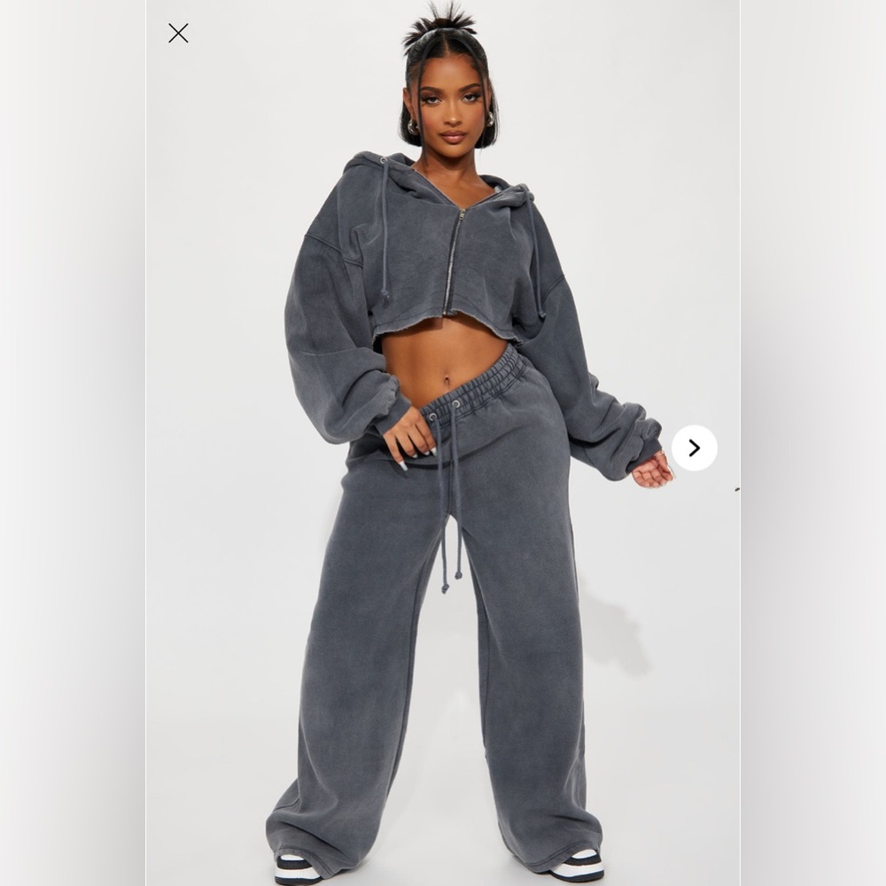 Fashion Nova “On the Go Fleece Pant Set” - Charcoal